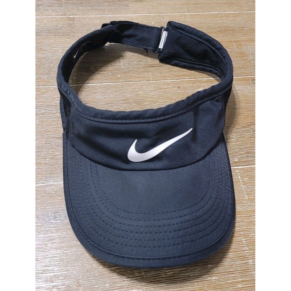 Nike Black Featherlight Visor Dri-Fit Aerobill Golf Tennis Pickleball Adjustable